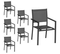 Happy Garden Juego de 6 sillas de Aluminio Antracita textileno Gris