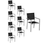 Happy Garden Juego de 8 sillas de Aluminio Gris textileno Negro