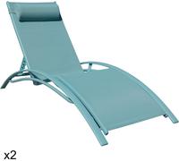 Happy Garden Lote de 2 tumbonas de textilene azul claro con estructura azul claro