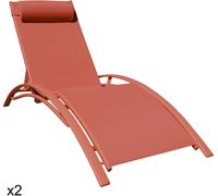 Happy Garden Lote de 2 tumbonas de textileno terracota con armazón de terracota