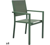 Happy Garden Lote de 4 sillas de aluminio y textilene verde salvia