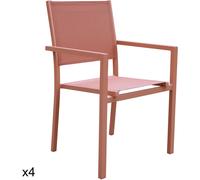 Happy Garden Lote de 4 sillas de aluminio y textileno terracota