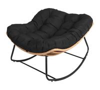 Happy Garden Mecedora de Mimbre sintético para Exterior con cojín Negro - Resistente a la Intemperie - Cómoda y Elegante - Cinta