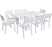Happy Garden Mesa de jardín 90/180cm en aluminio blanco