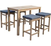 Happy Garden Mesa de pie de 4 plazas en acacia con cojines grises