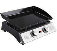 Happy Garden Plancha de gas de 2 fuegos en acero negro