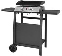 Happy Garden Plancha de gas de 2 fuegos en acero negro sobre carro