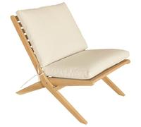 Happy Garden - Sillón plegable de acacia FARO con cojines beige - Sillón interior y exterior