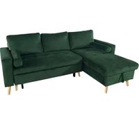 Happy Garden Sofá cama esquinero de 3 plazas de terciopelo verde