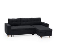 Happy Garden Sofá esquinero Convertible de 3 plazas Wade de Color Gris Antracita. Sofá Chaise Longue Reversible con canapé.