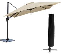 Happy Garden Sombrilla cuadrada 3x3m lona aluminio beige con funda