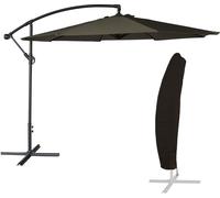 Happy Garden Sombrilla excéntrica redonda 3m de acero y tela color gris con funda