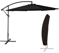 Happy Garden Sombrilla excéntrica redonda 3m de acero y tela color negro con funda