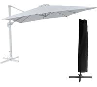 Happy Garden Sombrilla rectangular 3x4m lona blanca con funda