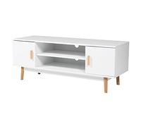 Happy Garden Soporte de TV Joey Blanco. Mueble bajo de Estilo escandinavo para TV y Consola de Juegos. Muebles con armarios y estanterías.