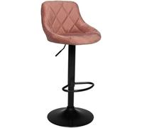 Happy Garden Taburete de Bar en Terciopelo Rosa Robin. Silla de Cocina, de diseño Moderno, con Asiento, Regulable en Altura, Giro de 360º y reposapiés. Taburete con Respaldo de Terciopelo Rosa.