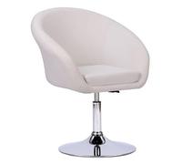 Happy Garden Taburete de Bar en Polipiel Blanco Gabin. Silla de Cocina, de diseño Moderno, con Asiento Acolchado, Regulable en Altura, Giro de 360º, Taburete con Respaldo de imitación Blanco.