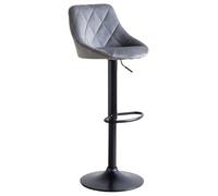 Happy Garden Taburete de Bar en Terciopelo Rosa Robin. Silla de Cocina, de diseño Moderno, con Asiento, Regulable en Altura, Giro de 360º y reposapiés. Taburete con Respaldo de Terciopelo Gris.