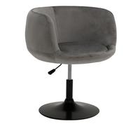 Happy Garden Taburete de Bar Nolan en Terciopelo Gris. Taburete de Bar de Estilo Moderno, con rotación de 360° y Altura Regulable. Taburete de Cocina con Respaldo, reposabrazos y pie metálico.