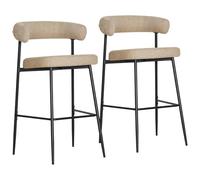 Happy Garden - Taburetes de bar con reposapiés, relleno de espuma, patas de metal, color negro