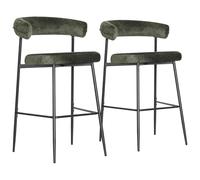 Happy Garden - Taburetes de bar con reposapiés, relleno de espuma, patas de metal, color negro