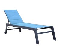 Happy Garden Tumbona Barbados en textileno Azul Gris y Aluminio Antracita. Tumbona de Exterior multiposición.