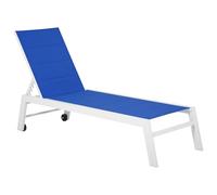 Happy Garden Tumbona Barbados en textileno Azul y Estructura de Aluminio Blanco. Tumbona Exterior con 5 Posiciones.