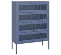 Happy Garden Zapatero de metal azul gris Emma - Almacenamiento con 4 puertas abatibles - Estructura de acero - Estilo industrial