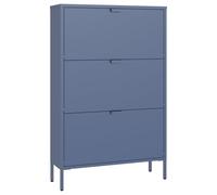 Happy Garden Zapatero de metal azul marino con 3 puertas abatibles, estilo industrial