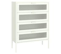 Happy Garden Zapatero de metal blanco con 4 puertas abatibles, estructura de acero, estilo industrial