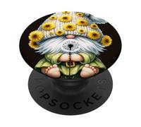 Happy Gardening Gnome For Gardener Cute Dandelion Flower PopSockets PopGrip Adhesivo