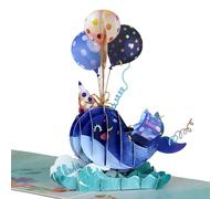 HAPPY GIFTERS Tarjeta de cumpleaños desplegable de ballena, tarjeta de cumpleaños 3D, tarjeta de cumpleaños emergente, tarjetas emergentes de cumpleaños, tarjetas de cumpleaños para mujeres, hombres,