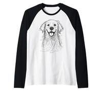Happy Golden Retriever Face Dog Mom Dad Día Nacional del Perro Camiseta Manga Raglan