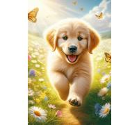 Happy Golden Retriever Puppy Notebook - Large 6 x 9 inches - 127 Pages