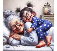 Happy Granny Girl Jigsaw Puzzle 35 Pieces 30x30cm/12x12inch, Difficult Jigsaw Puzzles for Adults 35, Beautiful Art Work, Great Festive Puzzle Gift for Men/Women