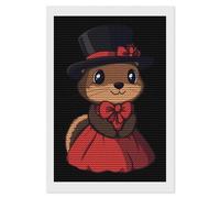 Happy Groundhog Day Ground Hog - Kit de pintura de diamante redondo completo para decoración de pared del hogar, 8 x 12 pulgadas