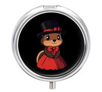 Happy Groundhog Day Ground Hog - Pastillero con sombrero y 3 compartimentos, pequeño y portátil, organizador de píldoras para bolsillo