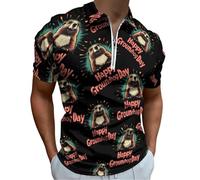 Happy Groundhog Day - Polo de manga corta con cuello para hombre, camiseta casual de verano, Estilo:, L