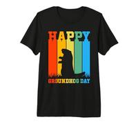 Happy Groundhog Day Retro Vintage Silhouette Design Camiseta Premium