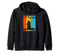Happy Groundhog Day Retro Vintage Silhouette Design Sudadera con Capucha