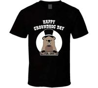 Happy Groundhog Day T-Shirt Graphic tee For Men Black S