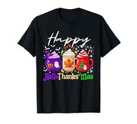 Happy Hallothanksmas Coffee Lover Halloween Merry Christmas Camiseta