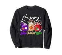 Happy Hallothanksmas Coffee Lover Halloween Merry Christmas Sudadera