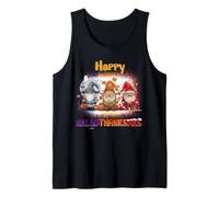 Happy HalloThanksMas GNOME Spooky Thankful Merry X-mas Camiseta sin Mangas