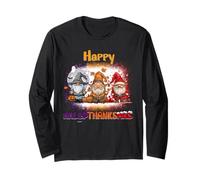 Happy HalloThanksMas GNOME Spooky Thankful Merry X-mas Manga Larga