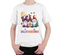 Happy HalloThanksmas Gnomes Halloween - Camiseta infantil, Blanco, 104