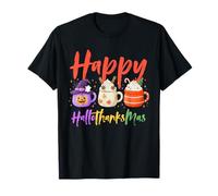 Happy Hallothanksmas Halloween Thanksgiving Christmas Coffee Camiseta