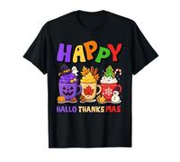 Happy HalloThanksMas Halloween Thanksgiving Christmas Coffee Camiseta