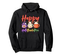 Happy Hallothanksmas Halloween Thanksgiving Christmas Coffee Sudadera con Capucha