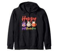 Happy Hallothanksmas Halloween Thanksgiving Christmas Coffee Sudadera con Capucha